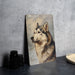 a painting of a husky dog on a canvas