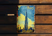 a picture of burj on a wooden bench