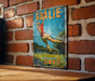 a sign on a brick wall that says goalie save