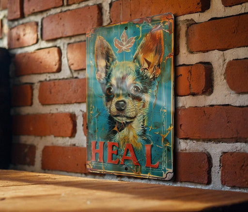 a picture of a dog on a brick wall