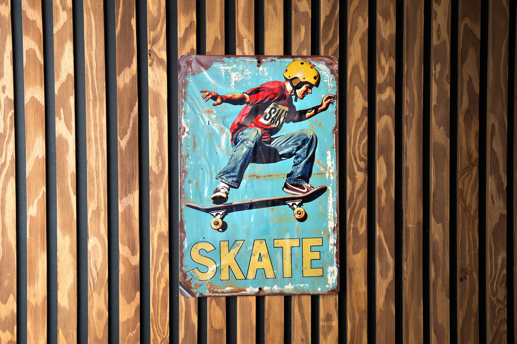 a skateboarder on a skateboard on a wooden wall