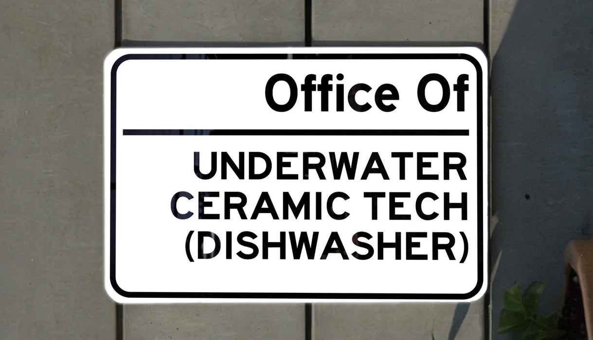 a white sign with black lettering on it