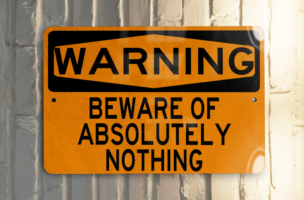 a yellow and black warning sign on a metal pole