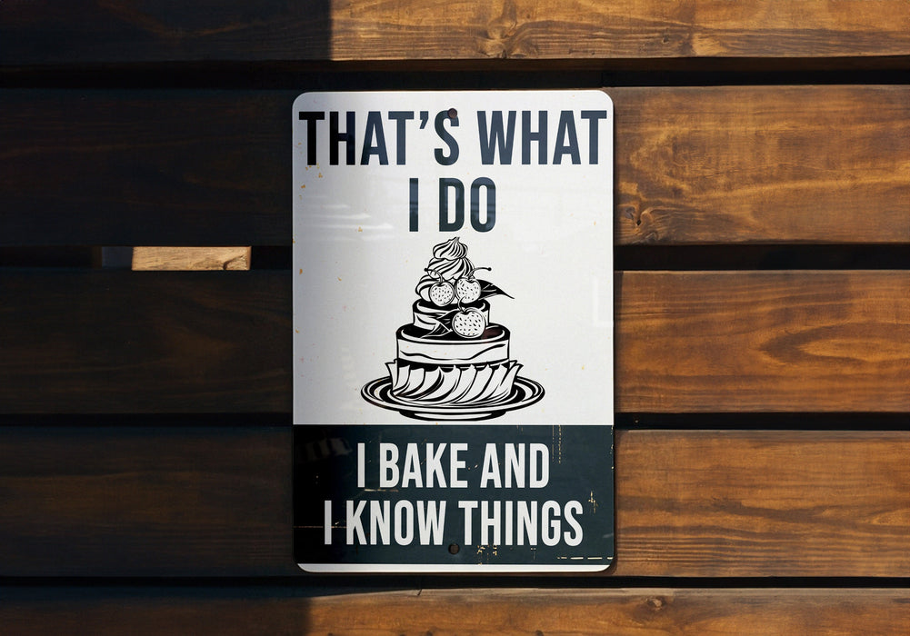 a sign that says that's what i do i bake and i know