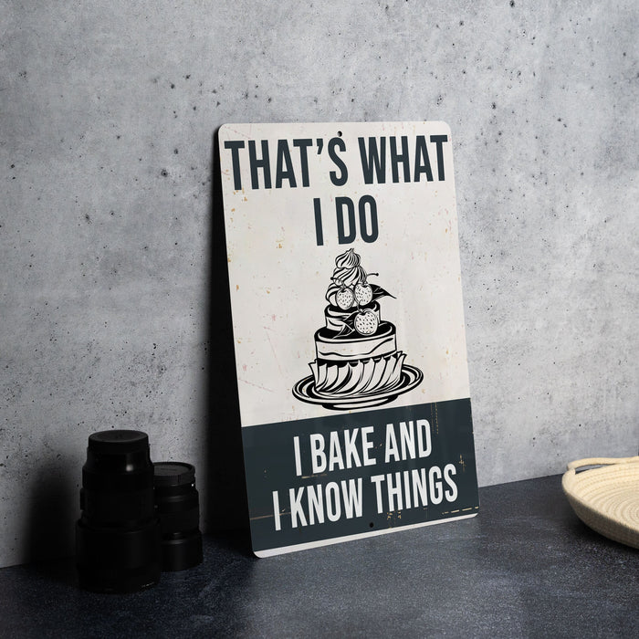 a sign that says that's what i do i bake and i know