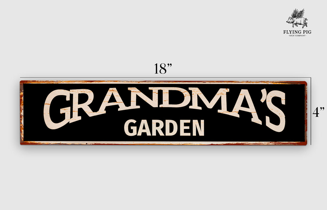 a sign that says grandma's garden on it