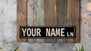 a black and white sign that says your name ln