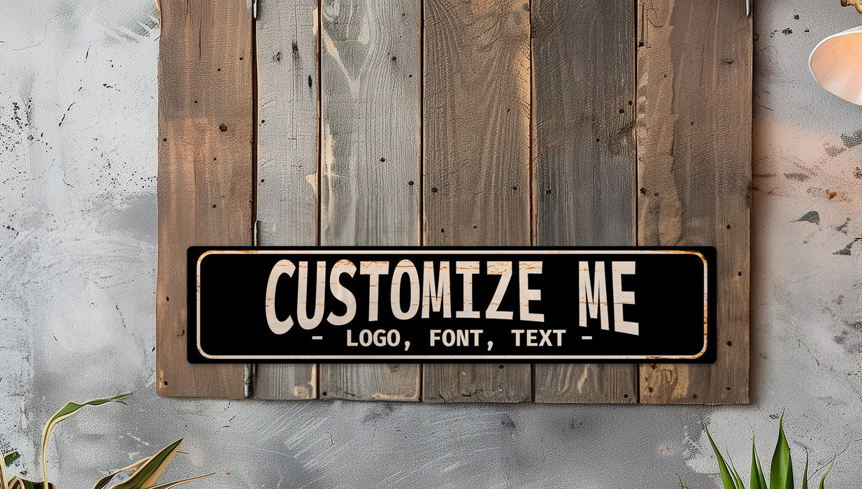 a wooden sign that says customize me on it