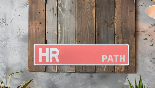 a sign on a wall that says hr path