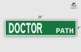 a green and white sign that says doctor path