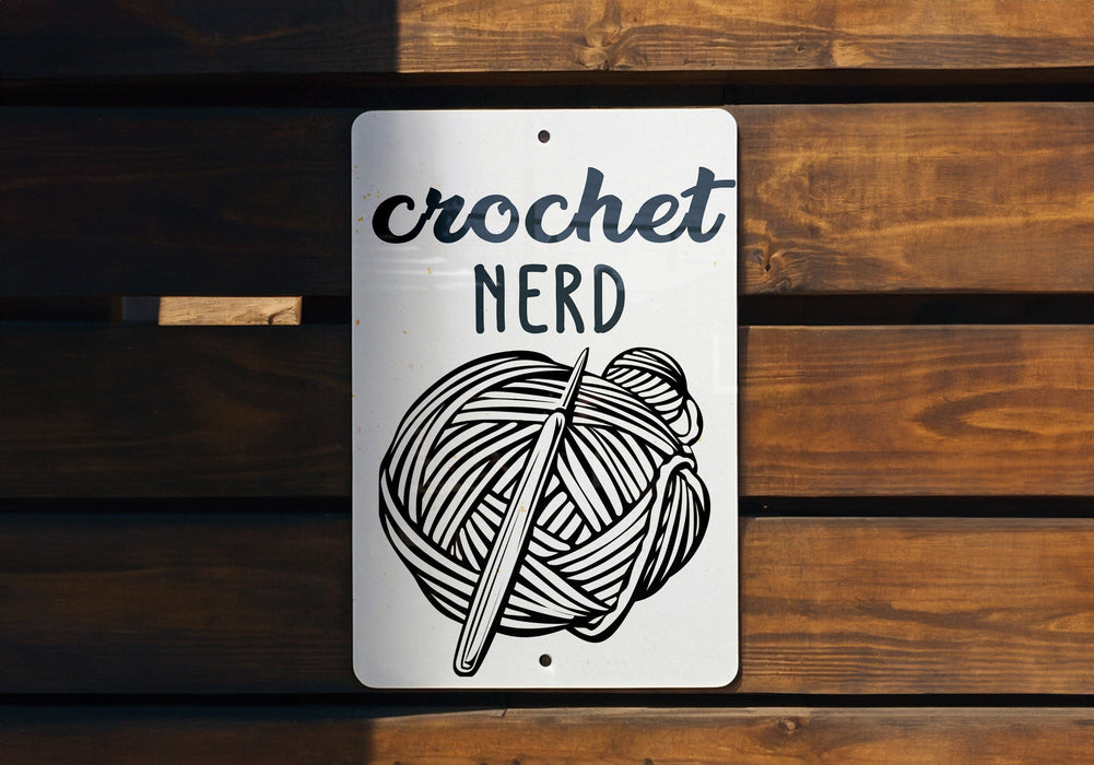 a sign that says crochet nerd on it