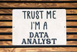 a sign that says trust me i'm a data analist