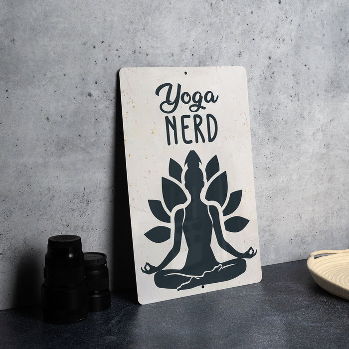 a sign that says yoga nerd on it
