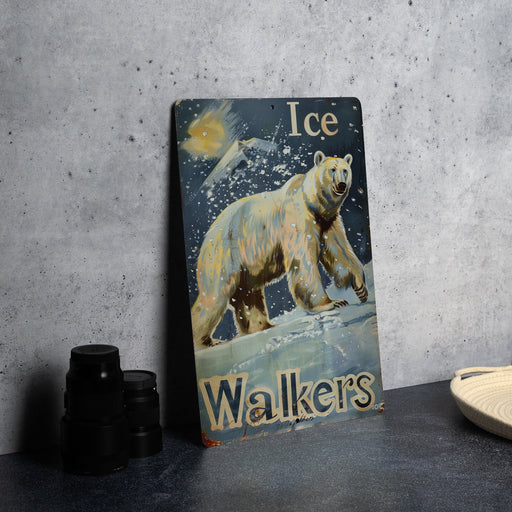 a picture of a polar bear on a sign