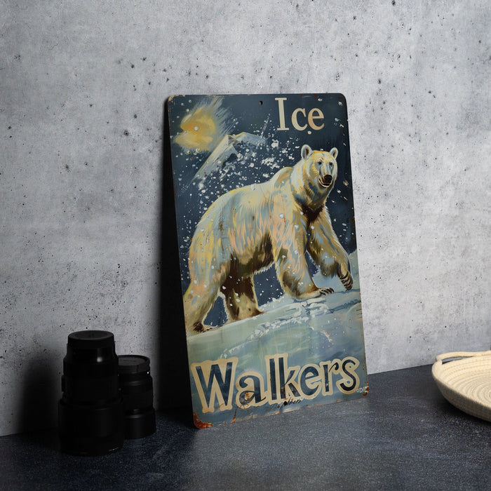 a picture of a polar bear on a sign