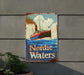 a sign on the side of a building that says nordic waters