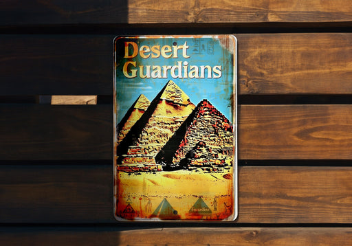 a tin sign with a picture of a pyramid on it