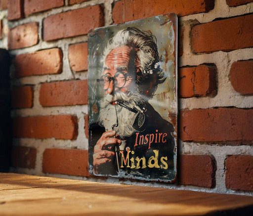 a picture of a man smoking a pipe on a brick wall