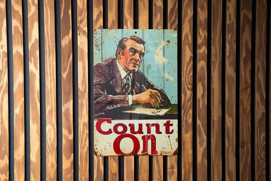 a sign on a wooden wall that says count on