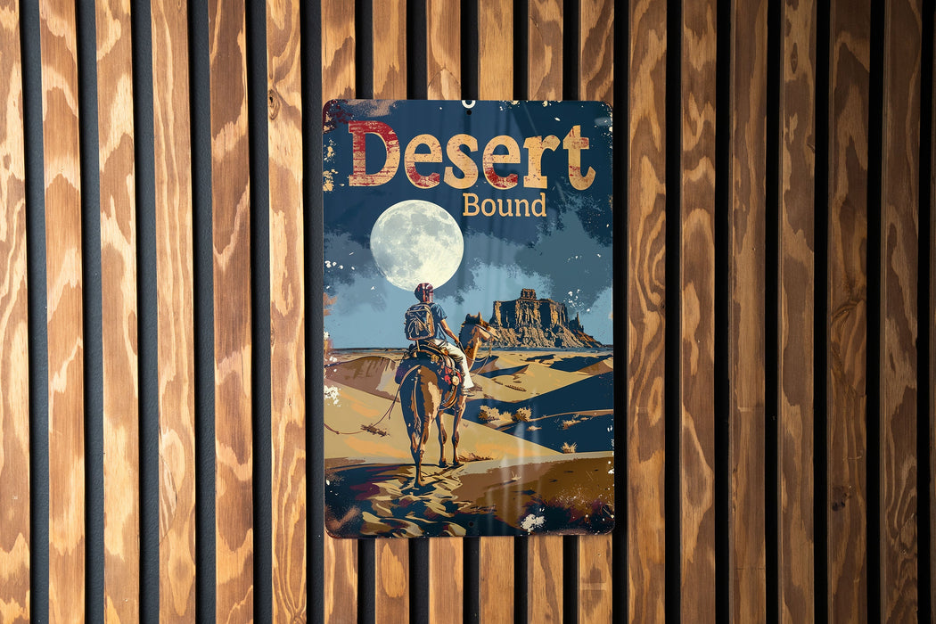a poster of a man riding a horse on a wooden wall