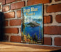 a sign on a brick wall that says deep blue wonder
