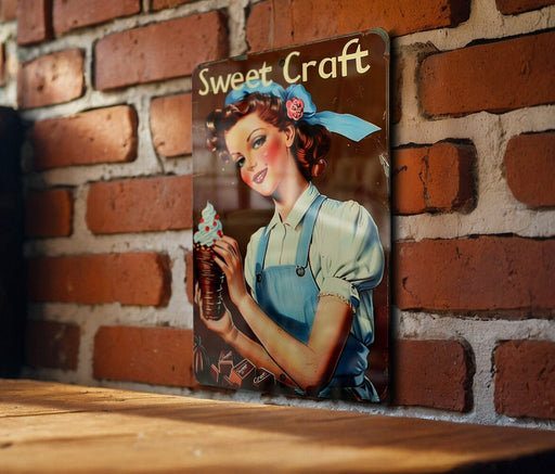 a picture of a woman holding an ice cream sundae