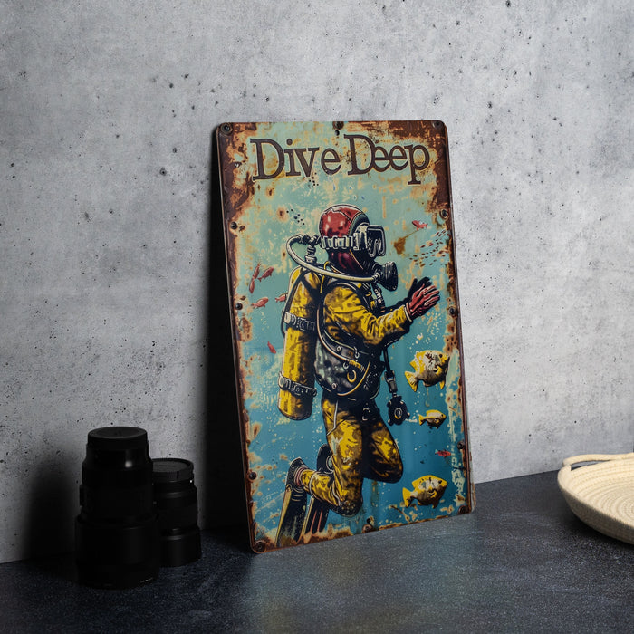 a painting of a man in a diving suit