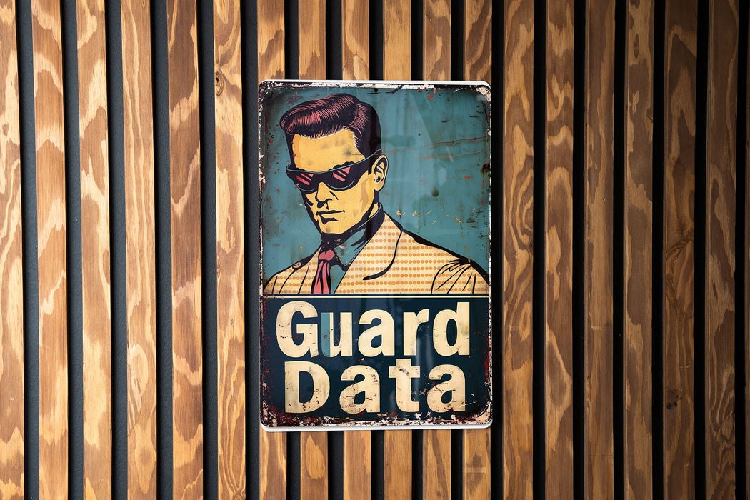 a sign on the side of a building that says guard data