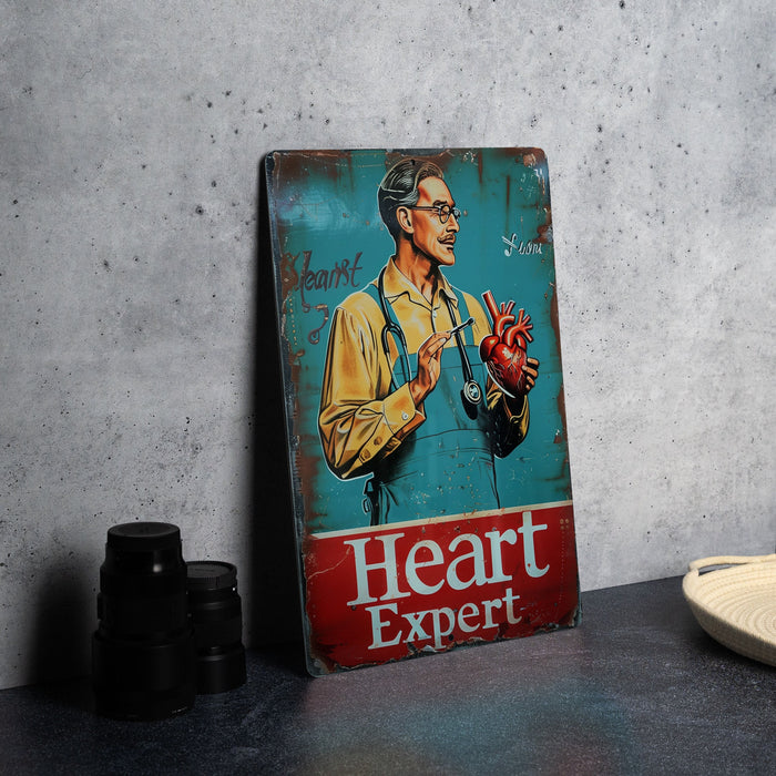 a picture of a heart expert on a sign