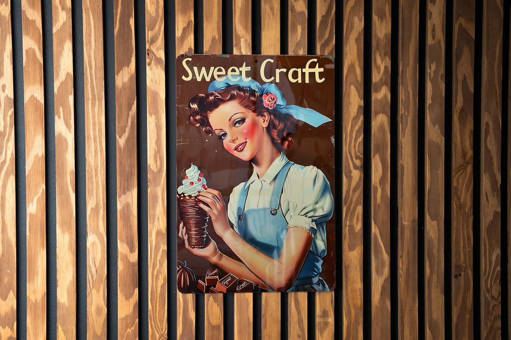 a poster of a woman holding a cupcake
