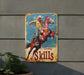 a sign on the side of a building that says cowboy skills