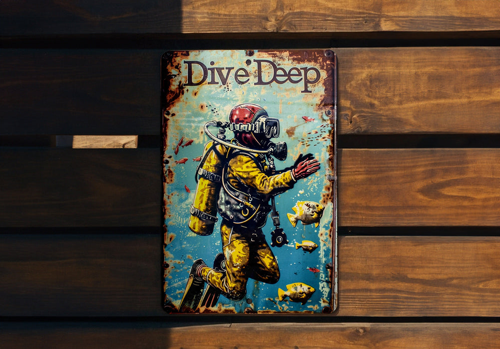 a painting of a man in a diving suit