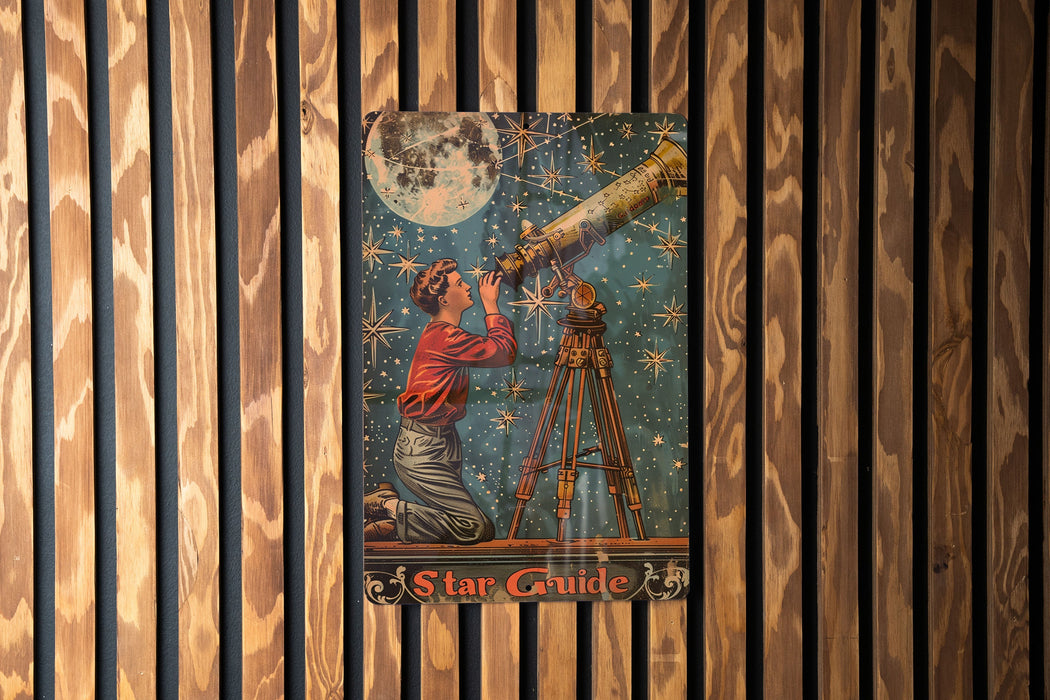 a picture of a man looking through a telescope