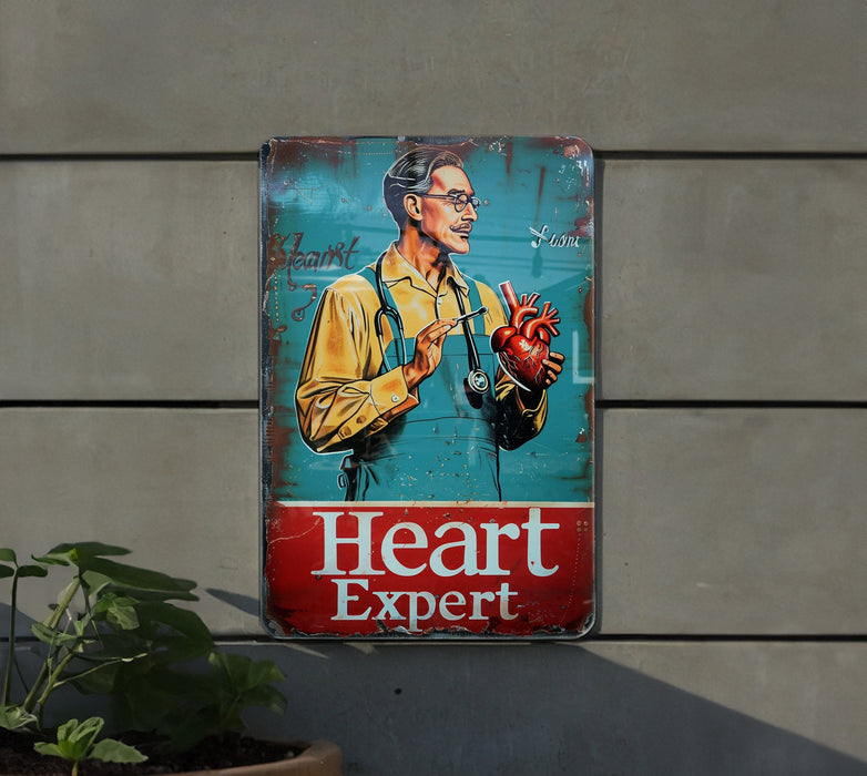 a sign on the side of a building that says heart expert