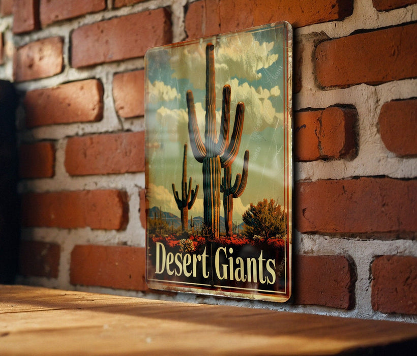 a picture of a desert giants sign on a brick wall