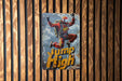 a skateboarder is doing a trick on a wooden wall