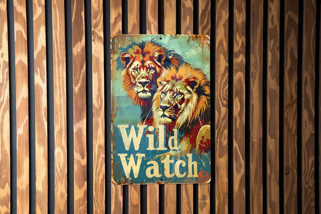 a sign on a wooden wall that says wild watch