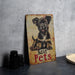 a sign that says save pets with a picture of a dog