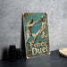 a picture of a fence duel sign on a table