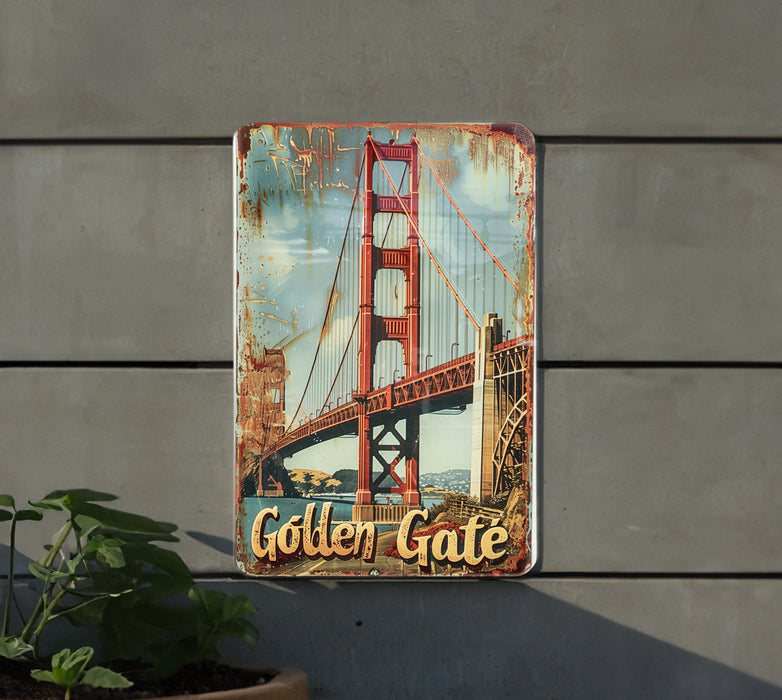a picture of a golden gate sign on a wall