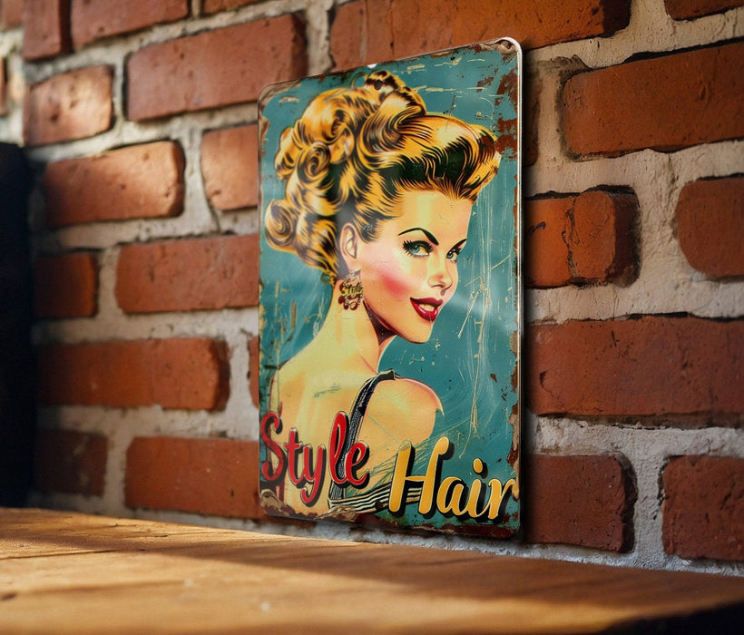 a picture of a woman on a brick wall