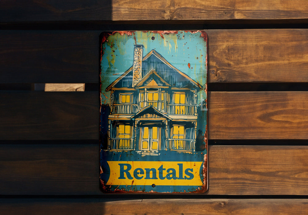 a sign on a wooden wall that says rentals