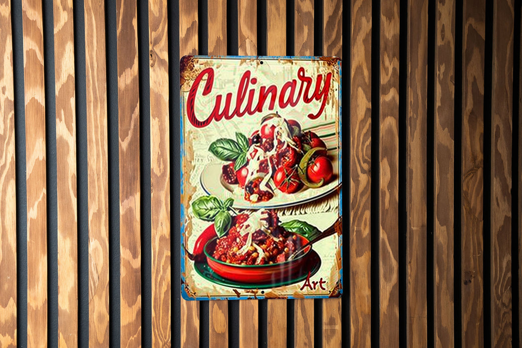 a sign on a wooden wall that says culinary