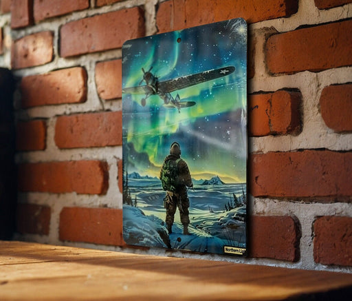 a painting of a man standing in front of an airplane