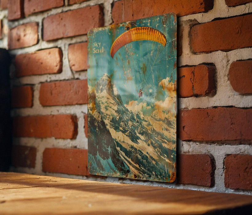 a wooden table with a painting on it