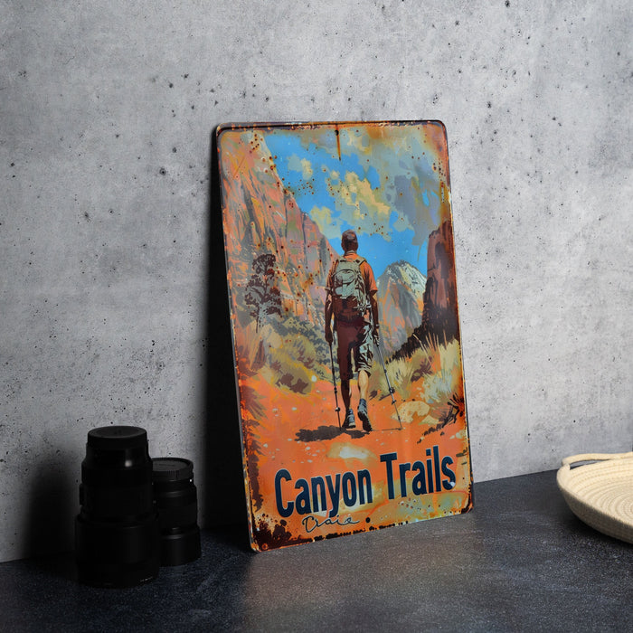 a painting of a man riding a horse on a trail