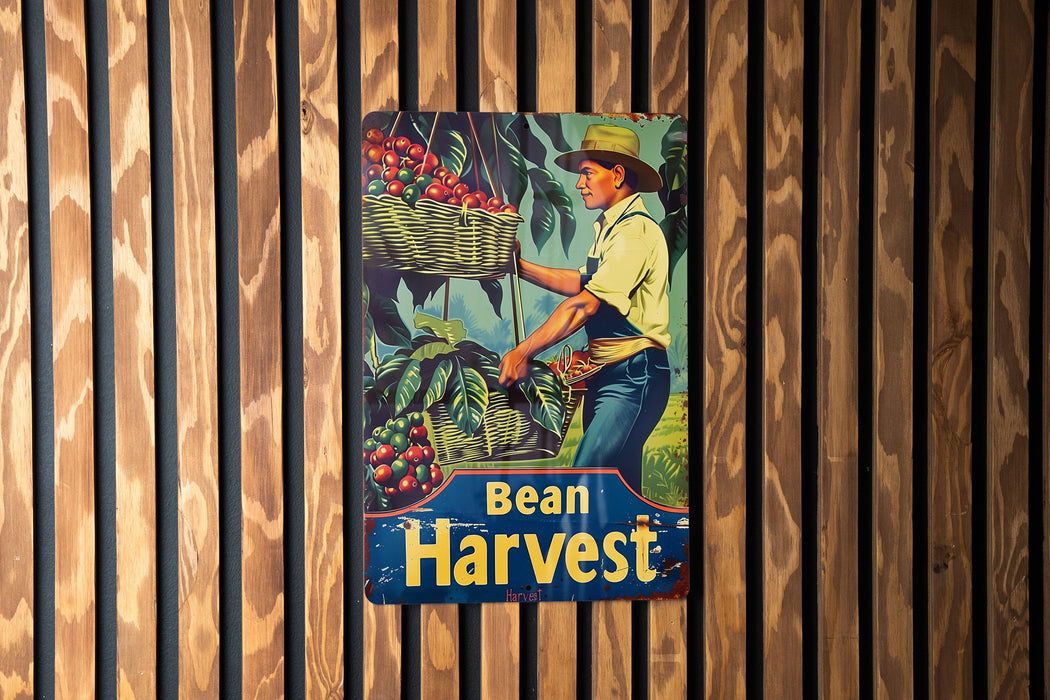 a poster of a man holding a basket of fruit