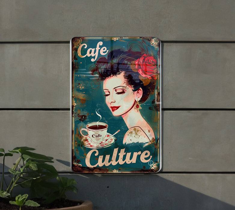 a picture of a woman holding a cup of coffee