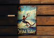 a picture of a man on a surf board