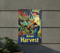 a sign on the side of a building that says bean harvest
